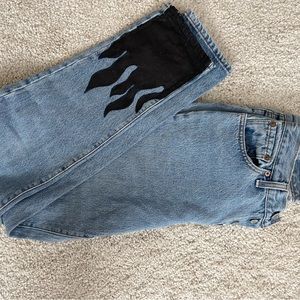 Stylish Levi’s with Black Flame Design